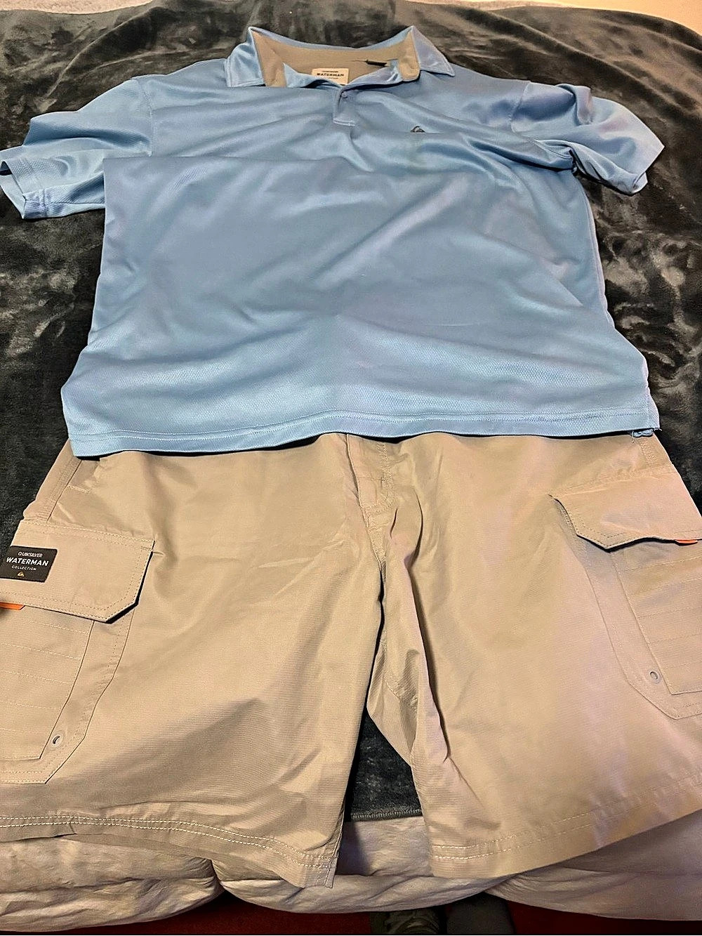 Quiksilver Waterman Water Polo Short Sleeve Polo Shirt Men's Blue Polo Large